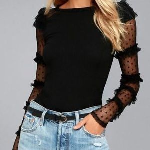Free People Lace Sleeve Top